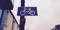 Street sign showing bicycle